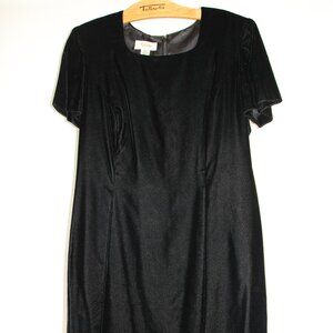 Vtg Talbots Dress Sz 10P Velvet Black Midi Cocktail Goth Whimsigoth Vamp Holiday